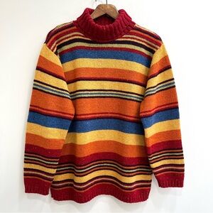 Vintage St. John’s Bay wool blend colorful rainbow stripe turtleneck sweater LG